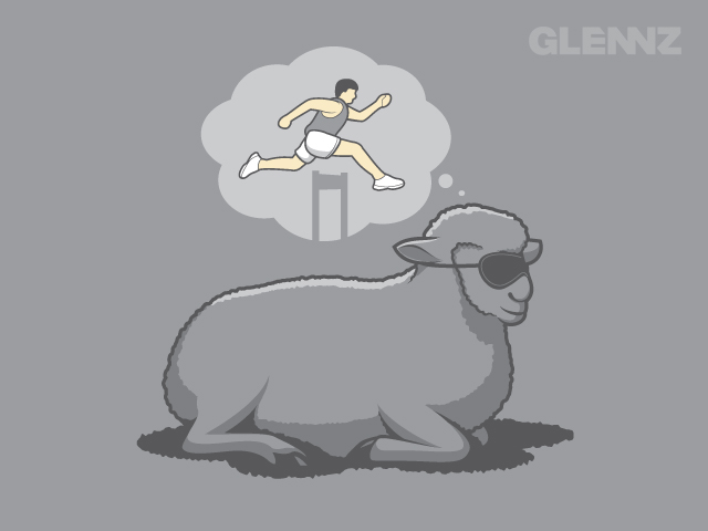 640x480, 64 Kb / овечка, атлет, бег, сон