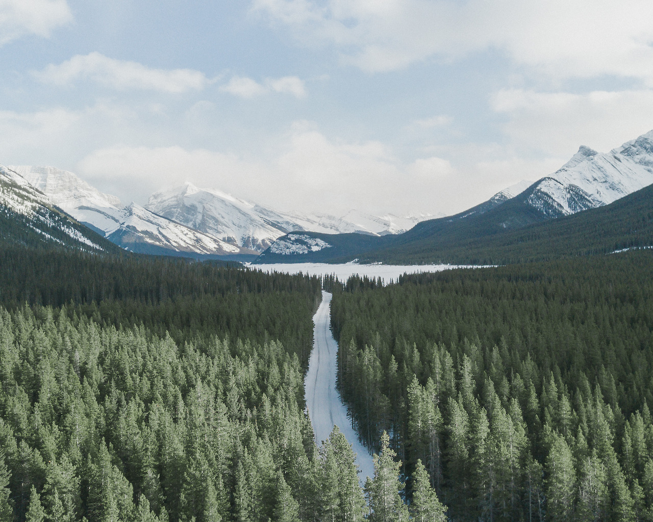 1280x1024, 502 Kb / деревья, лес, горы, дорога, небо