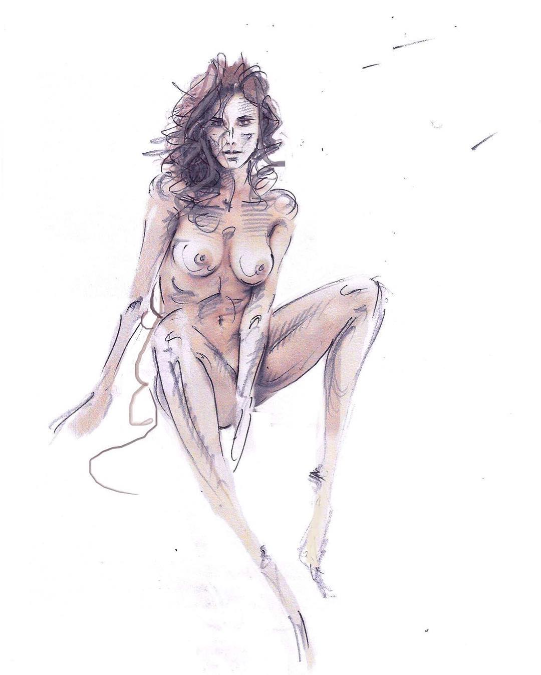 1080x1347, 84 Kb / рисунок, голая, брюнетка