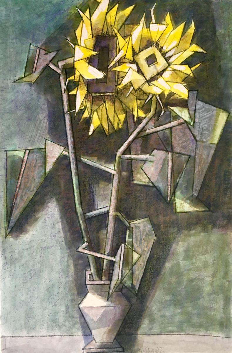 790x1200, 170 Kb / цветы, подсолнухи, кубизм, рисунок