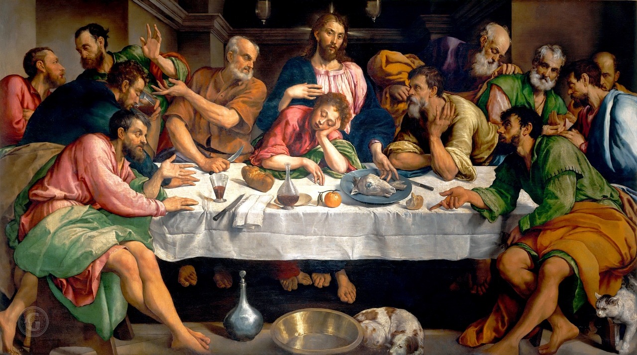 1280x713, 304 Kb / Jacopo Bassano, рисунок, тайная, вечеря