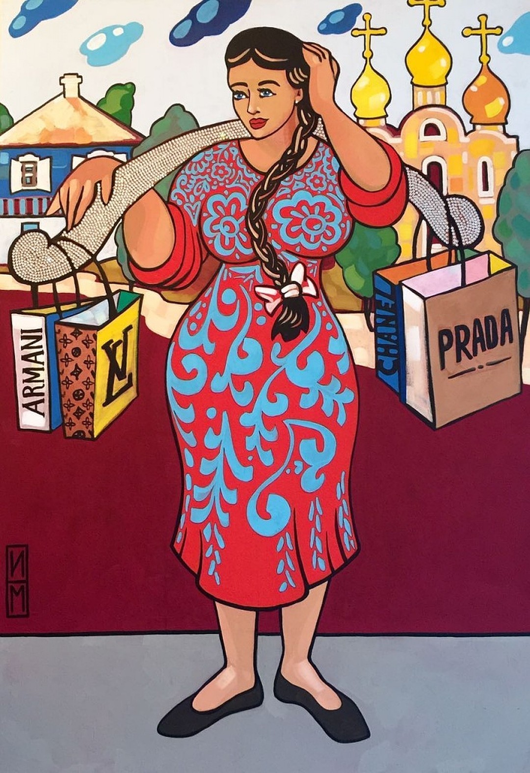 1080x1575, 391 Kb / коса, коромысло, станичница, храм, церковь, армани, прада, стразы