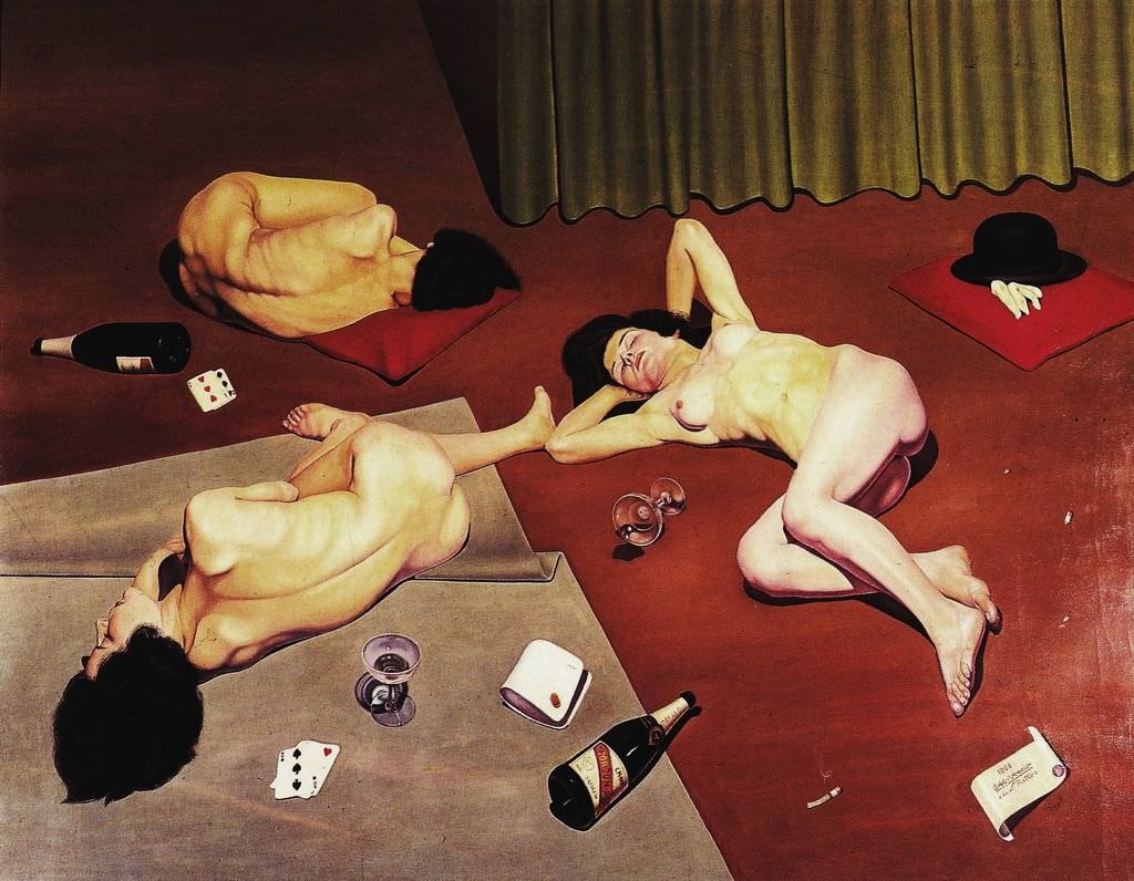 1024x796, 172 Kb / девки, бухлишко, карты, рисунок