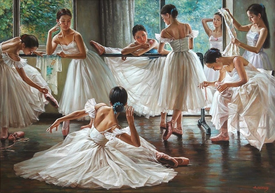 960x674, 232 Kb / девки, балерины, станок, пуаны, рисунок