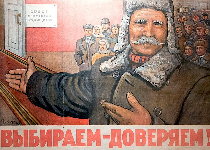 803x575, 254 Kb / выборы, совет, доверие, плакат, ушанка