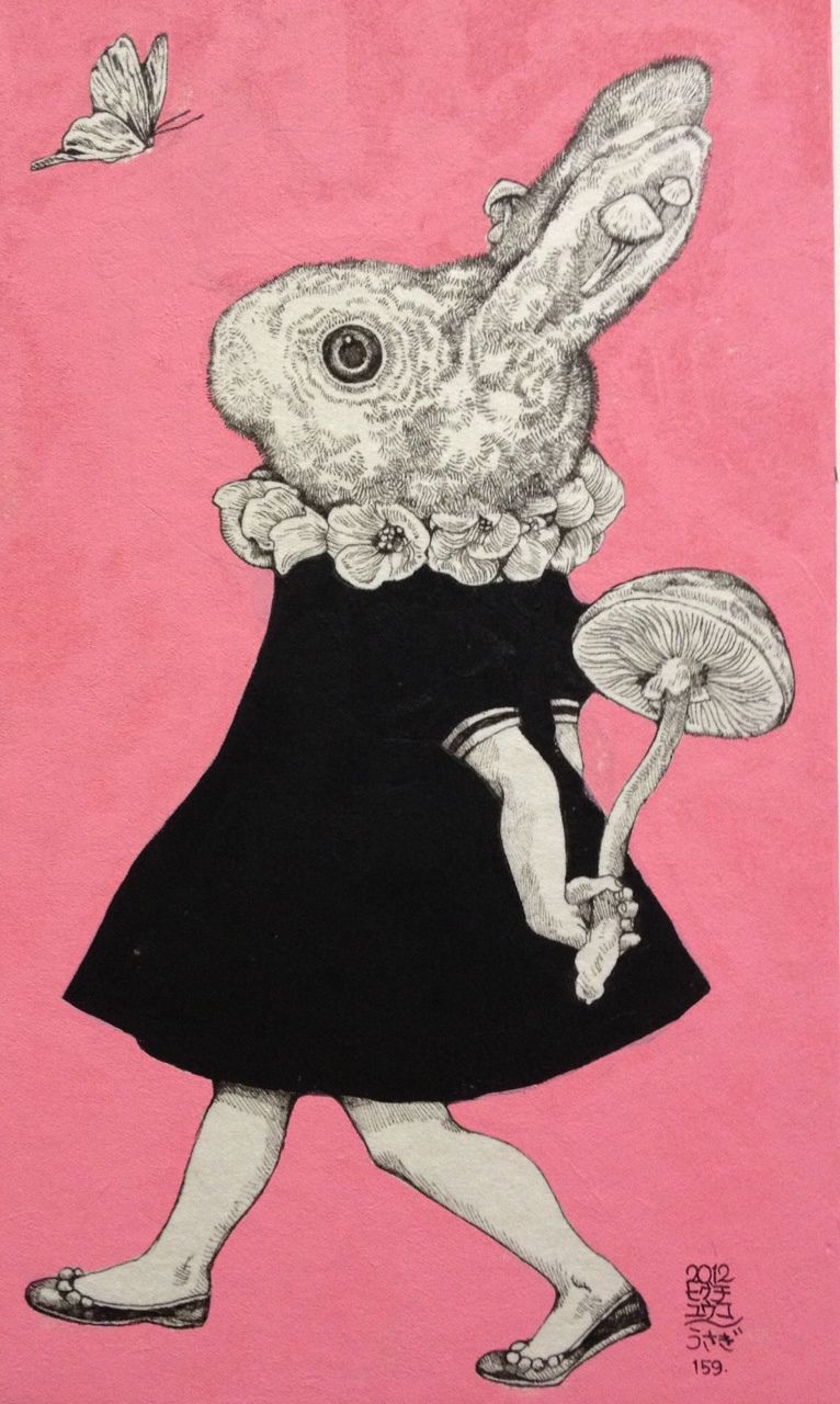 766x1280, 144 Kb / девочка, кролик, бабочка, грибы