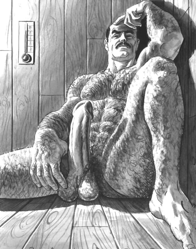 786x1000, 121 Kb / рисунок, мужчина, член, усы, волосы, мех, шерсть, градусник, ч/б