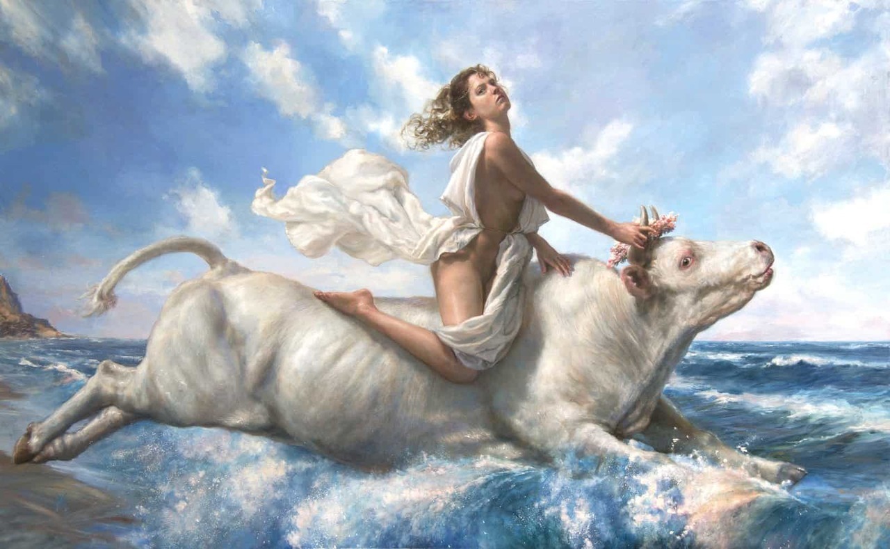 1280x789, 210 Kb / девка, Европа, Зевс, бык, рисунок