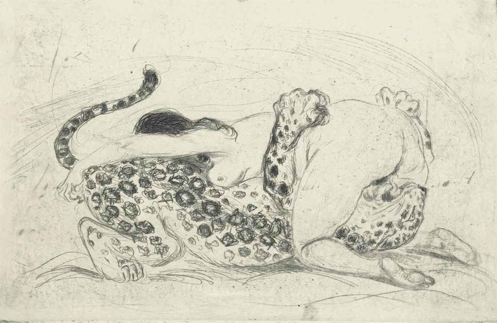 1024x666, 62 Kb / девка, леопард, секс, 69, рисунок