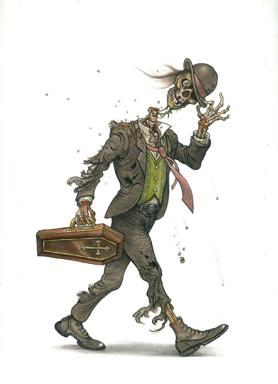 900x1240, 88 Kb / костюм, портфель, котелок, голова, череп, скелет, труп,  Boban-Savic-Geto