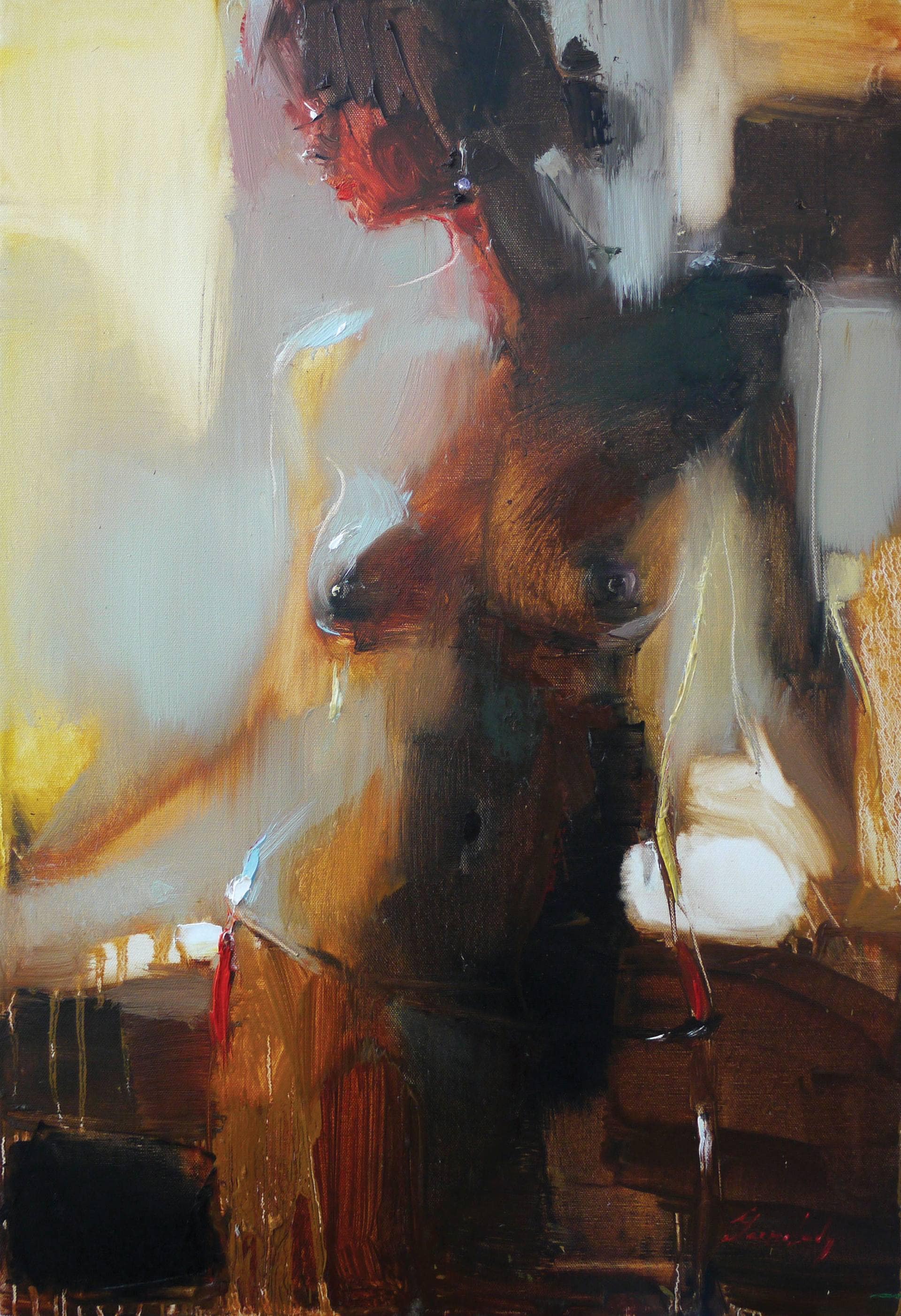 1920x2805, 596 Kb / девка, сиськи, очки, серьги, рисунок