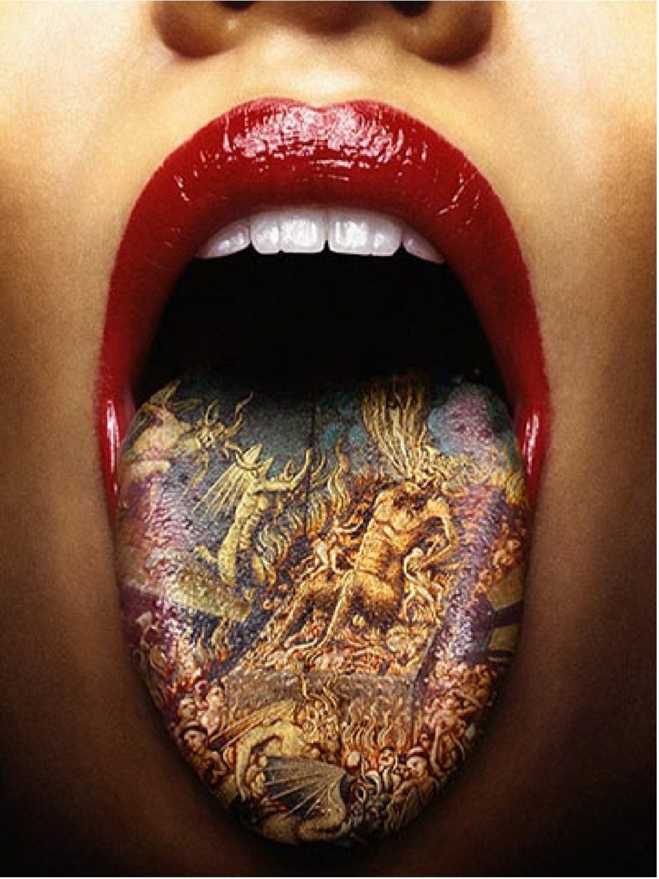 960x1280, 359 Kb / губы, зубы, язык, тату