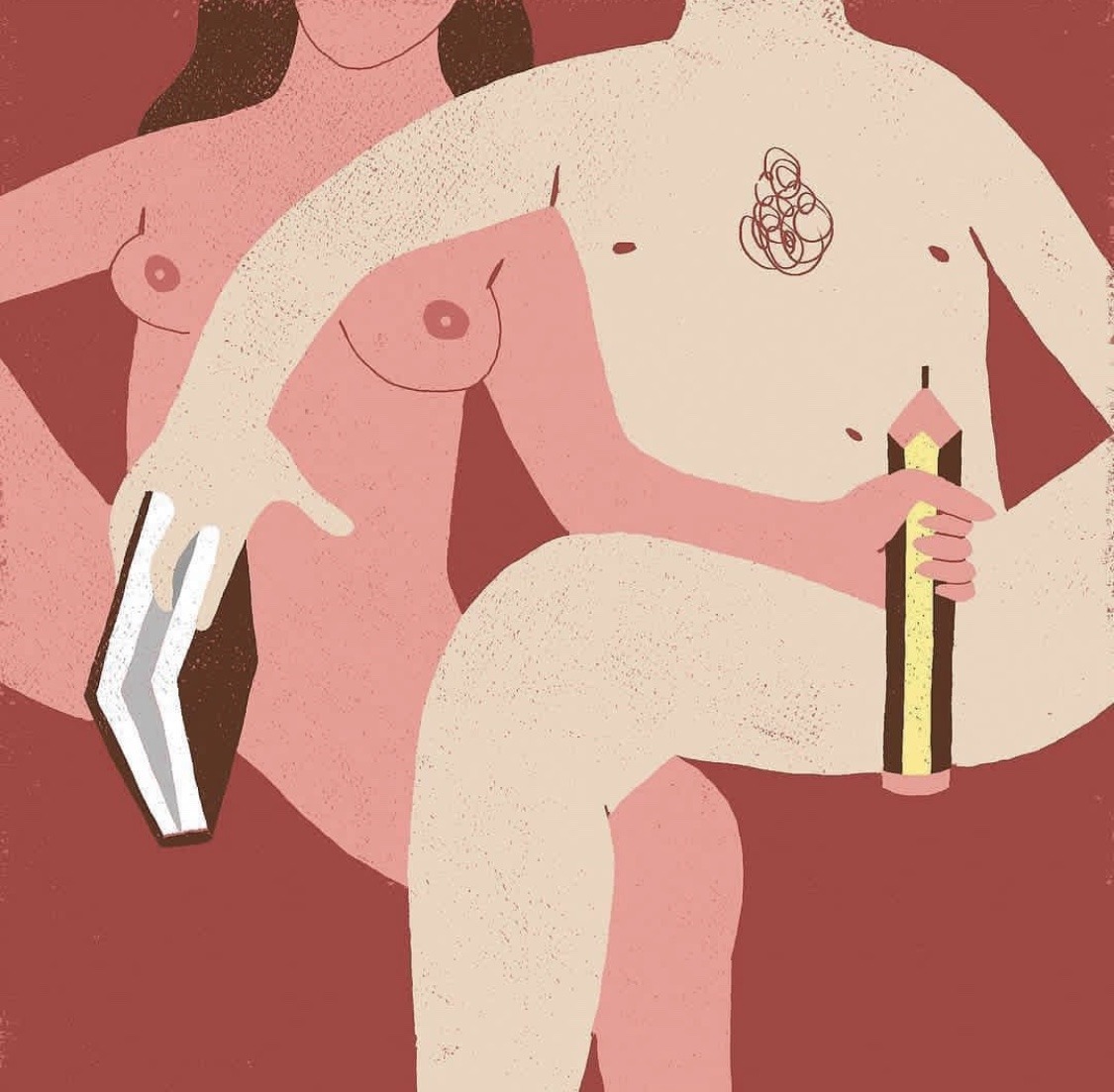 1125x1103, 180 Kb / рисунок, карандаш, книга, пара