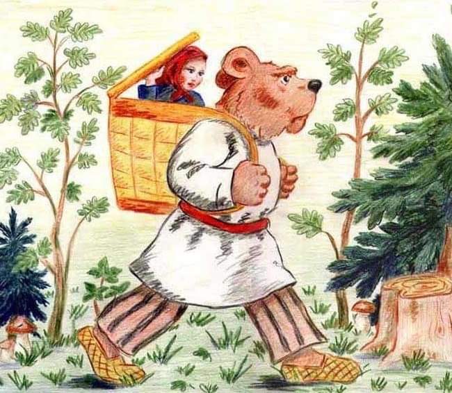 650x566, 65 Kb / Маша, медведь, лес, рюкзак, короб