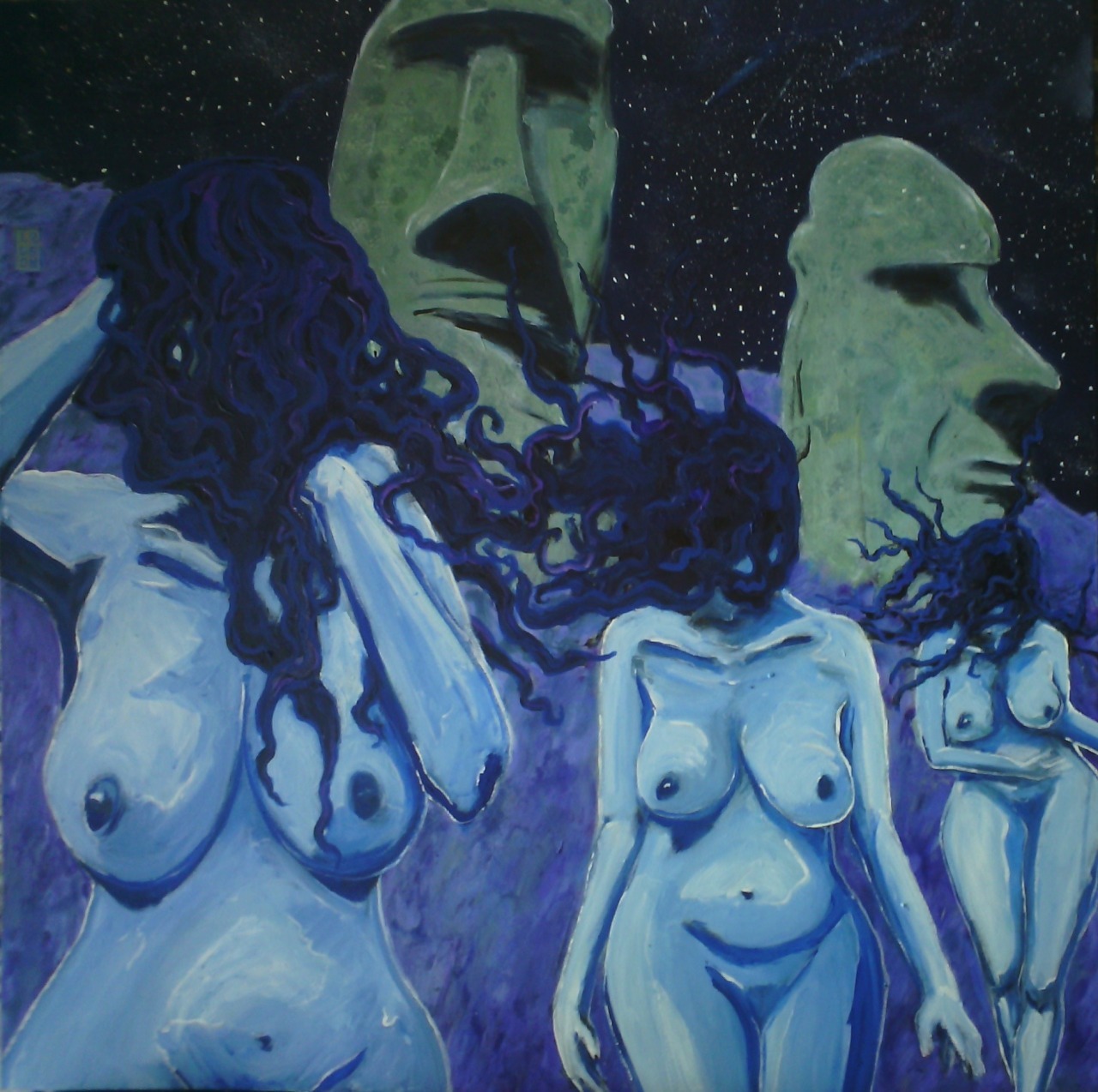 1280x1274, 294 Kb / девки, сиськи, истуканы, остров пасхи, рисунок