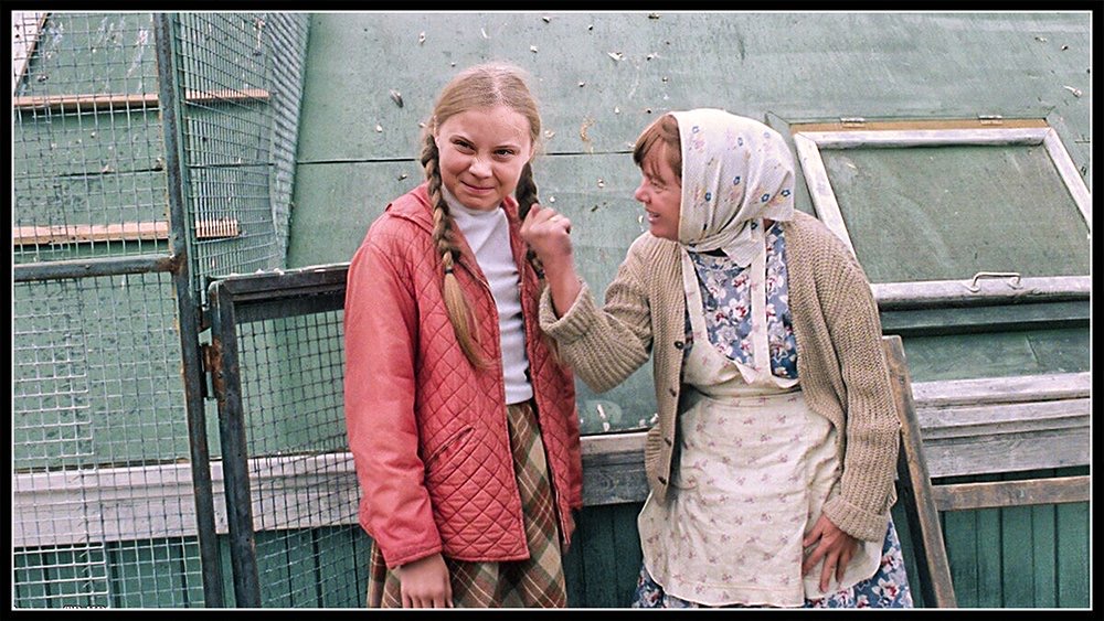 1000x563, 228 Kb / Грета Тунберг, Любовь и голуби, Надежда Кузякина, крыша, голубятня, фотошоп