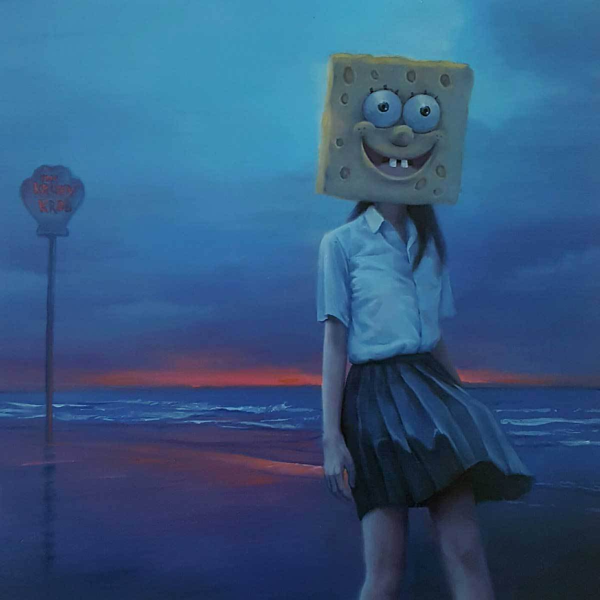 1200x1200, 50 Kb / девка, губка боб, закат, рисунок, сыр