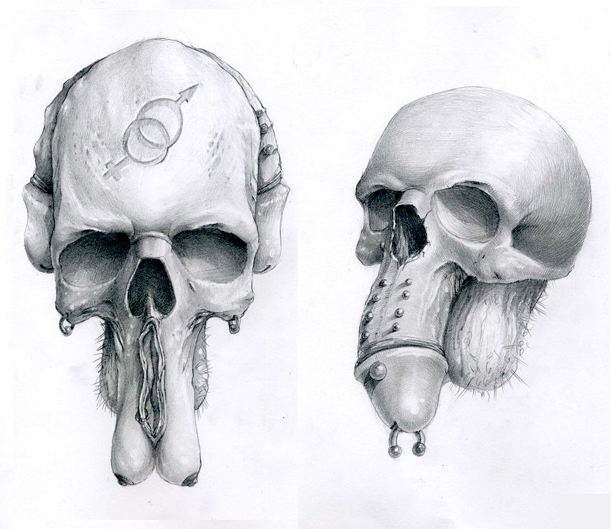 870x753, 174 Kb / череп, гениталии, тату, эскиз, рисунок