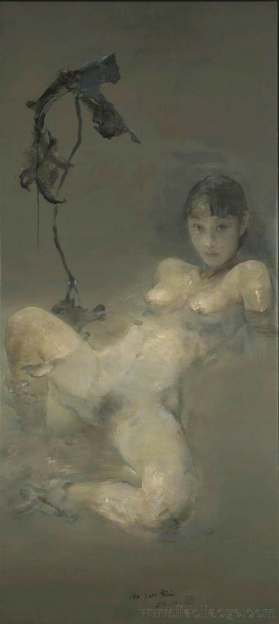 574x1280, 94 Kb / девка, азиатка, вода, рисунок, Hu Jun Di