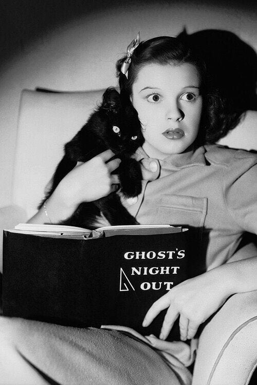 500x750, 60 Kb / девка, кот, взгляд, призраки, ч/б, книга, испуг