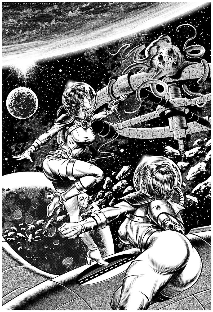 900x1315, 374 Kb / космос, девушки, чудовище,  CValenzuela