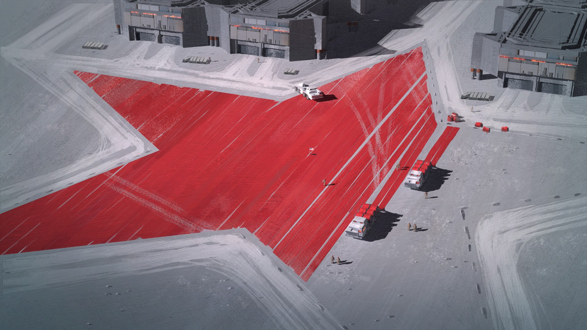 1920x1080, 455 Kb / звезда, поле, дорога, посадочная полоса, здания