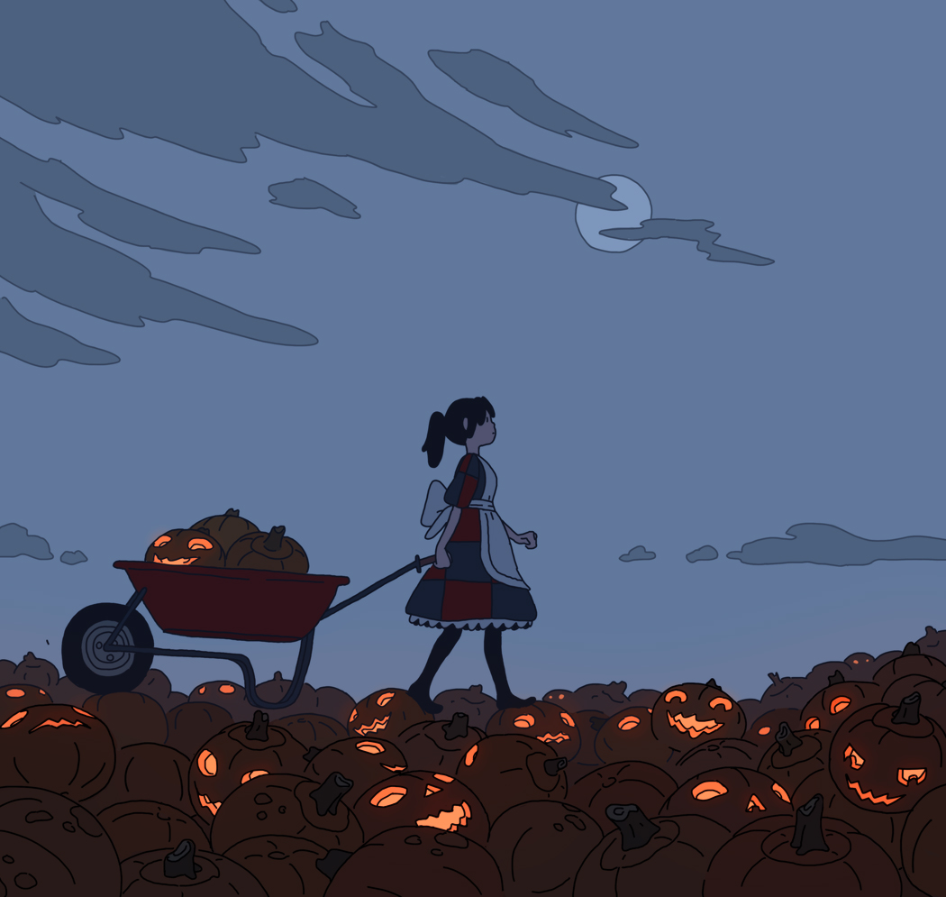 1050x995, 323 Kb / девочка, тыквы, тачка, Varguy