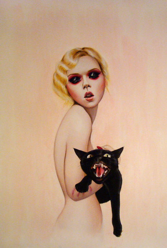 539x800, 72 Kb / девка, кошка, рисунок