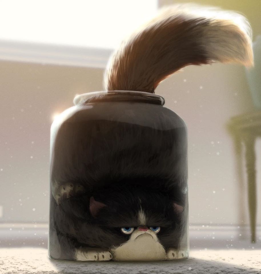 914x960, 63 Kb / банка, кот, держите себя в рамках, Валерий Гольников, рисунок