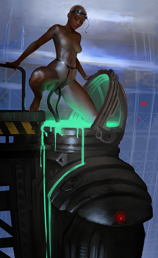 552x900, 86 Kb / погружение, контакт, робот, Steven Stahlberg, киберпанк, рисунок