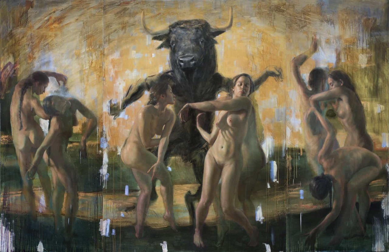 1280x829, 232 Kb / девки, сиськи, бык, рисунок, танец, Danza, Alejandro DeCinti