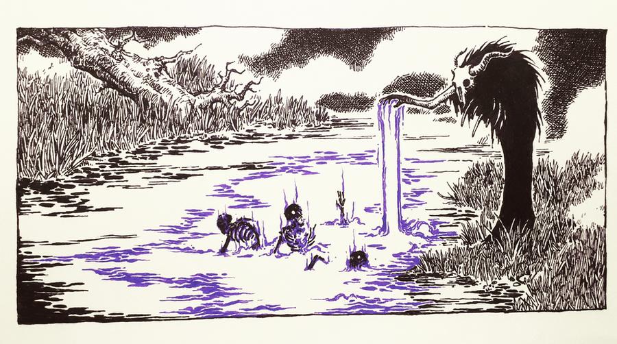 900x502, 110 Kb / A.Shipwright, смерть, река, скелеты