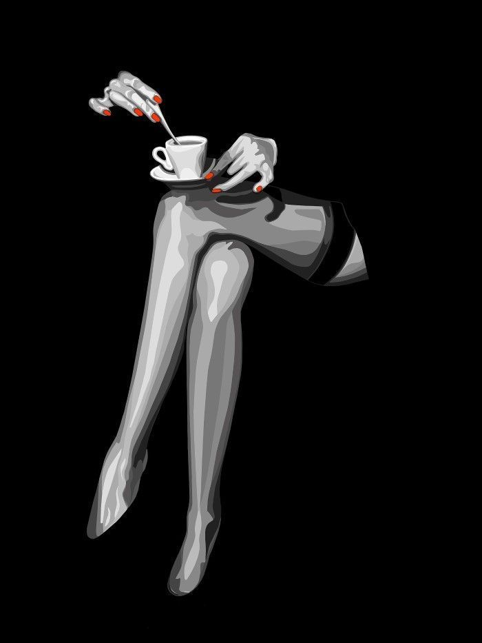 700x933, 31 Kb / руки, ноги, чулки, чашка, маникюр, чёрное, рисунок