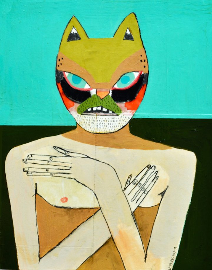 720x916, 89 Kb / кошка, маска, сосок, рисунок