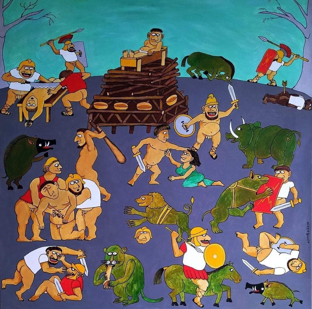 1066x1056, 204 Kb / Рим, похороны, драка