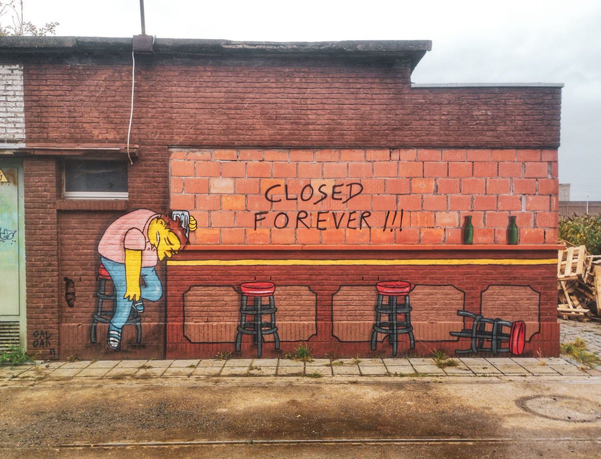 1200x916, 250 Kb / Симпсоны, Барни, стойка, бар, стулья, надпись, закрыто