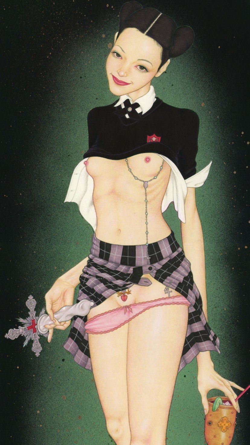 828x1472, 194 Kb / девка, крест, презерватив, коктейль, рисунок