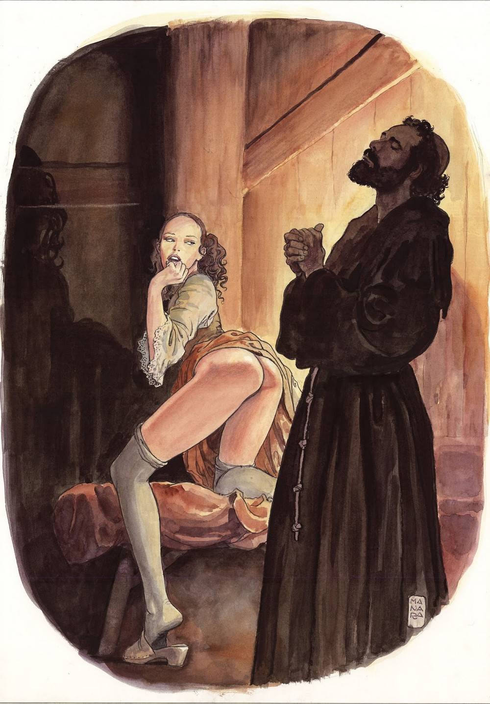 1000x1435, 185 Kb / монах, чулки, соблазнение