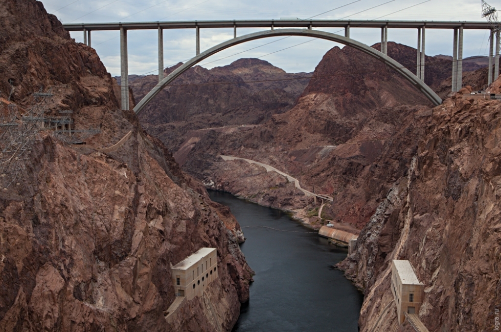 1024x680, 569 Kb / мост, скалы, река, черный каньон