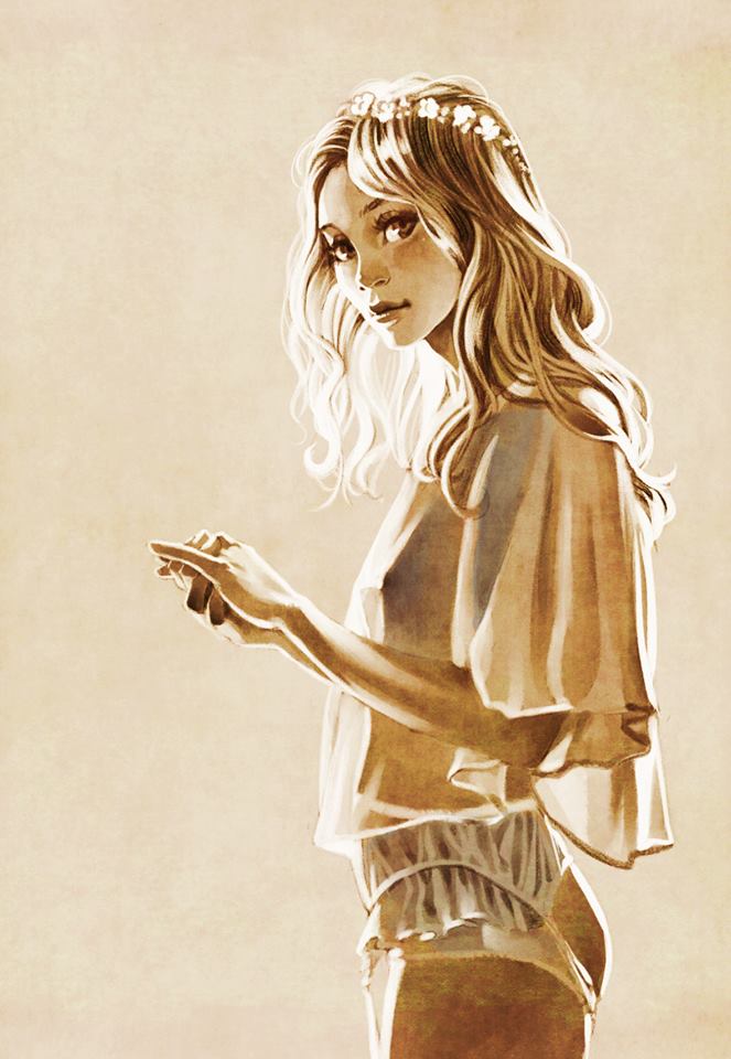 663x960, 71 Kb / рисунок, Antonin Gallo, трусы, бельё, блузка, блондинка, гуашь