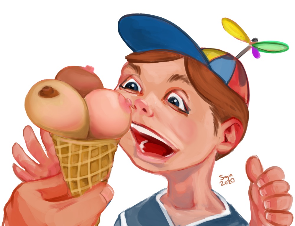 1000x768, 132 Kb / рожок, мороженое, три шарика, сиськи, sgn, shaggy_nik