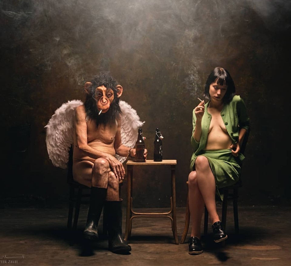 960x877, 124 Kb / Winged monkey, перекур, безьяна, пиво