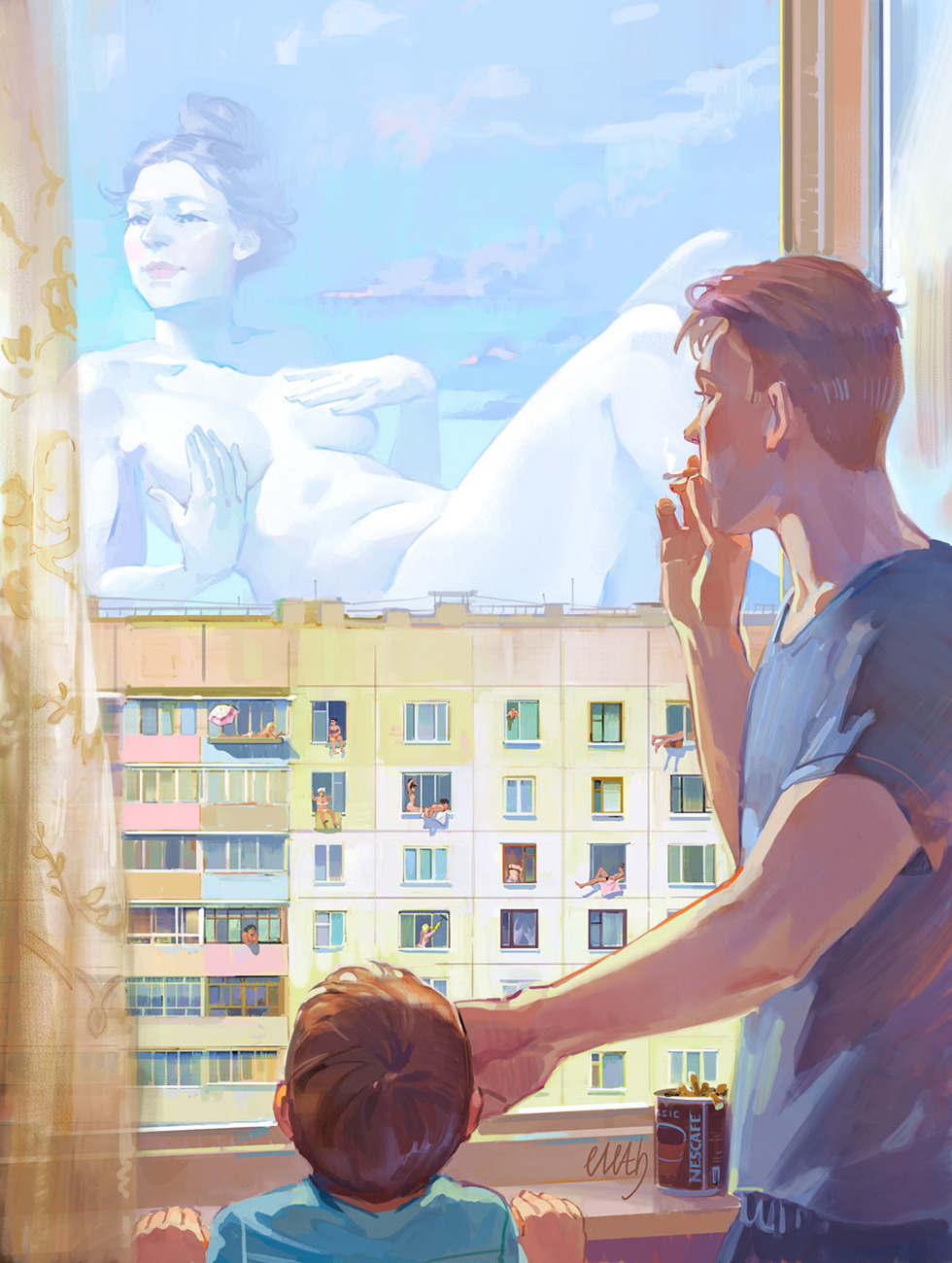 980x1300, 340 Kb / хрущевка, сигарета, сын, отец, голая, небо, банка, нескафе