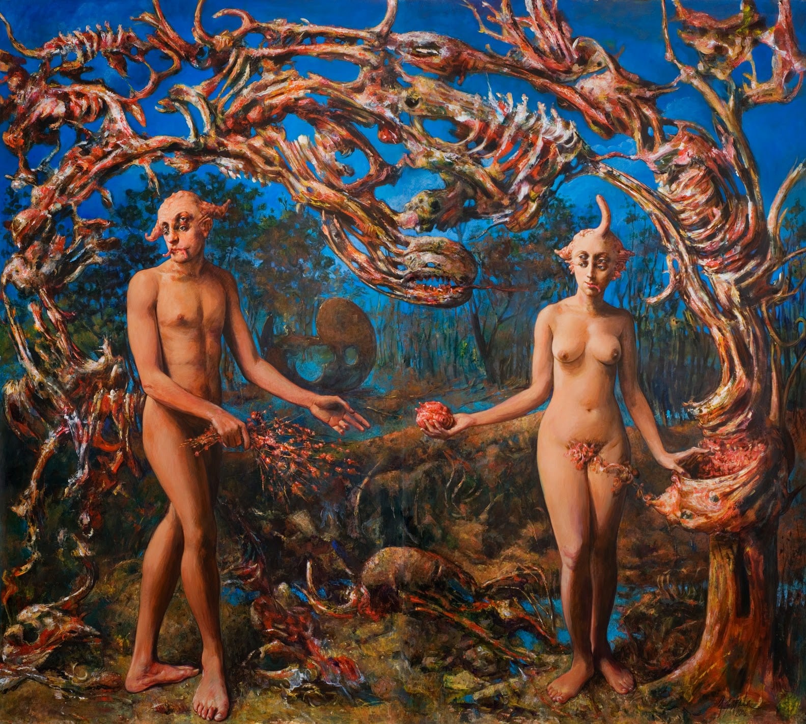 1583x1423, 503 Kb / пара, рога, сюр, кости, рисунок