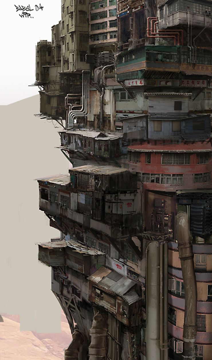 740x1257, 129 Kb / дома, постройки, высота, киберпанк