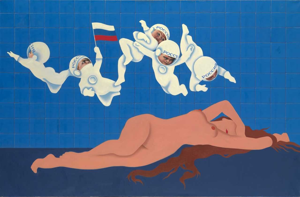 1280x839, 84 Kb / дети, космонавты, флаг, голая, рисунок