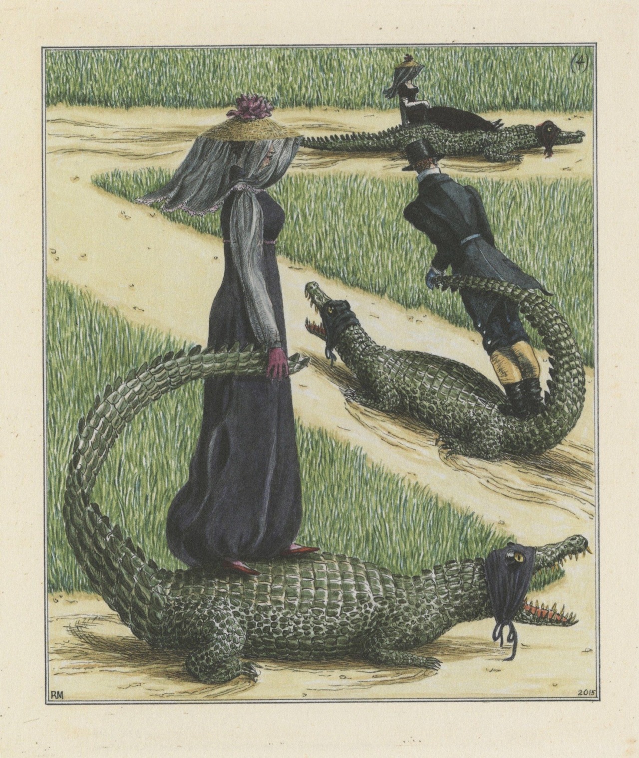 1280x1520, 624 Kb / крокодилы, повязка, шляпа, наездники, вуаль