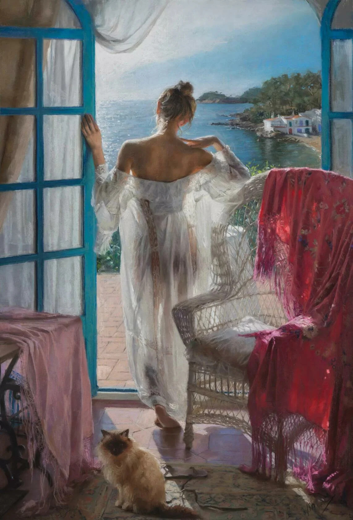 1142x1680, 416 Kb / окно, кресло, рисунок, прозрачное, кот