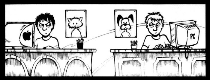 700x266, 36 Kb / кошки, собаки, mac, pc, холиварз