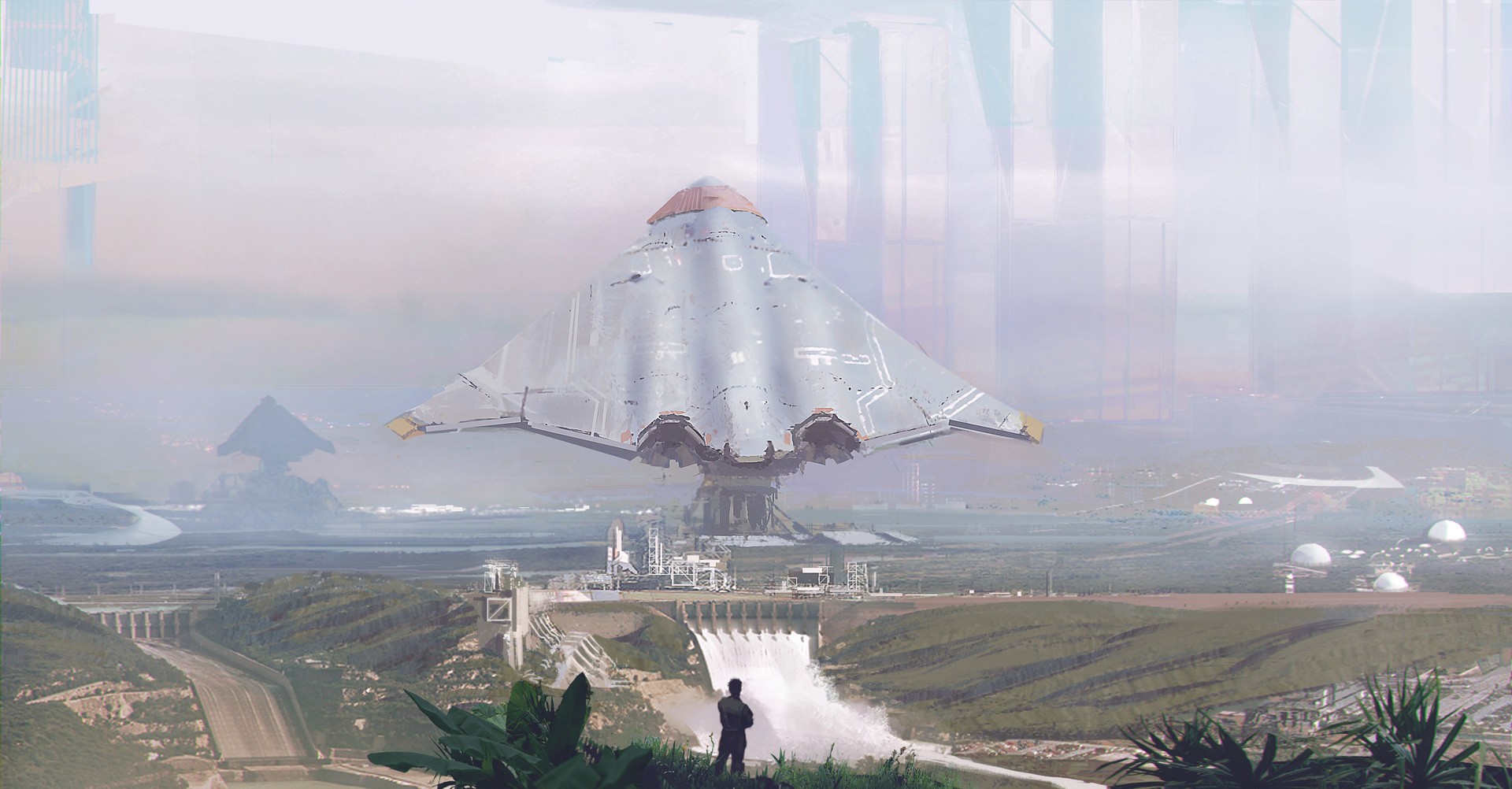 1920x1002, 303 Kb / Martin Parker, рисунок, космос, звездолет, корабль